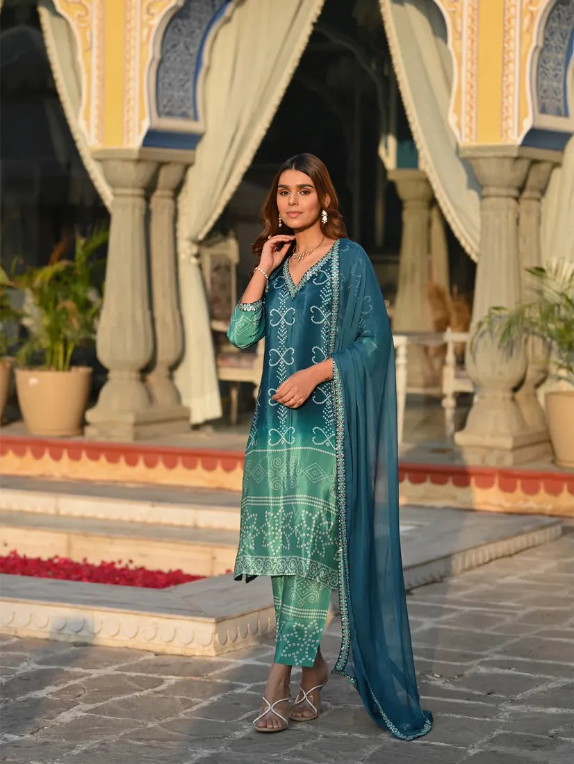 FRIFILL Elegant Bandhani Printed Pakistani Suit – Traditional &amp; Stylish Ethnic Wear