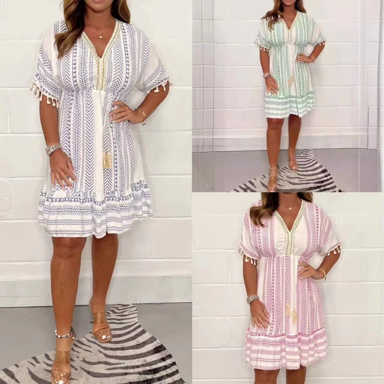 Gaia | Vintage Bohemian Print Midi Dress
