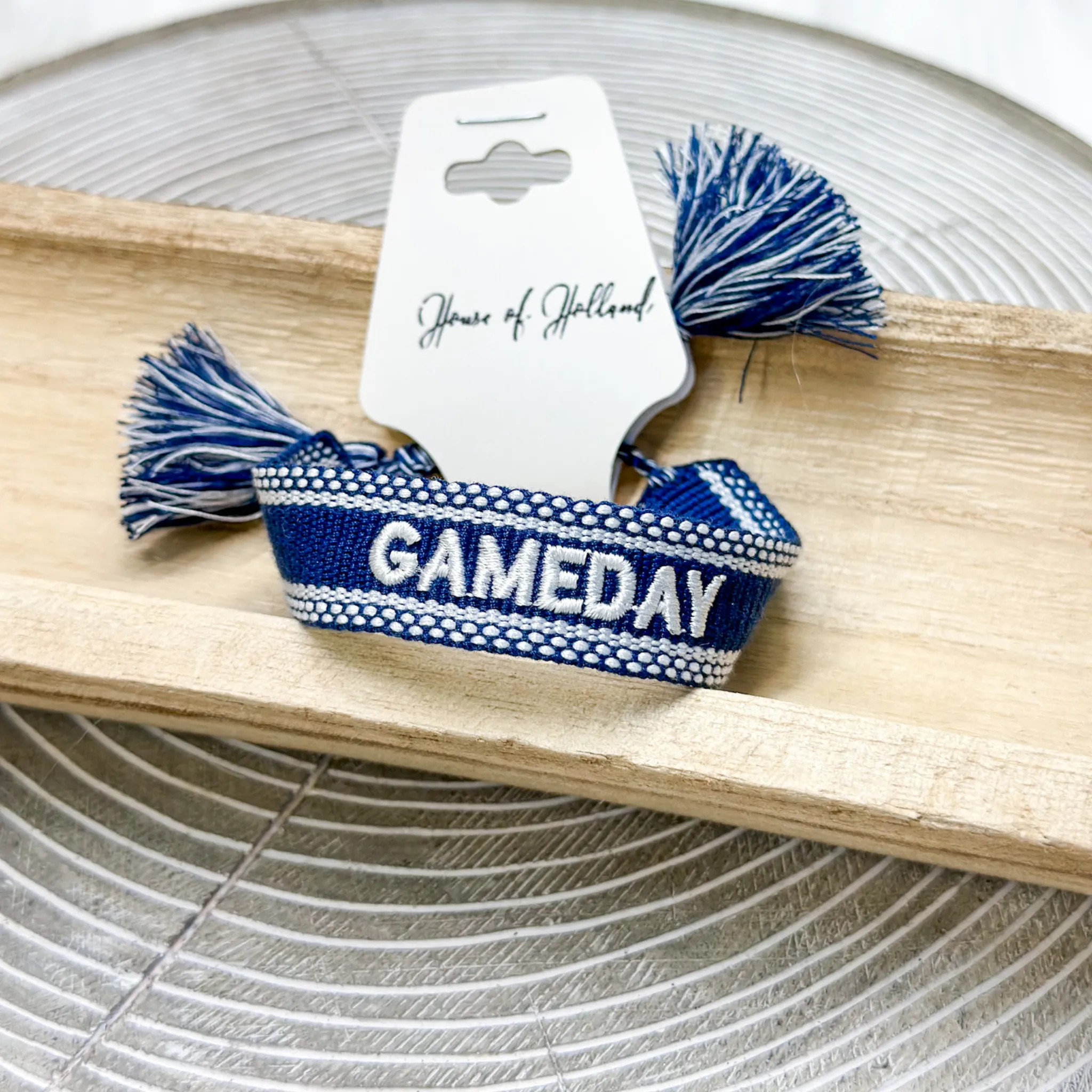 Gameday Embroidered Tassel Bracelet