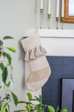 Geometric Boho Stocking | Nude Tassels | Bohemian Christmas