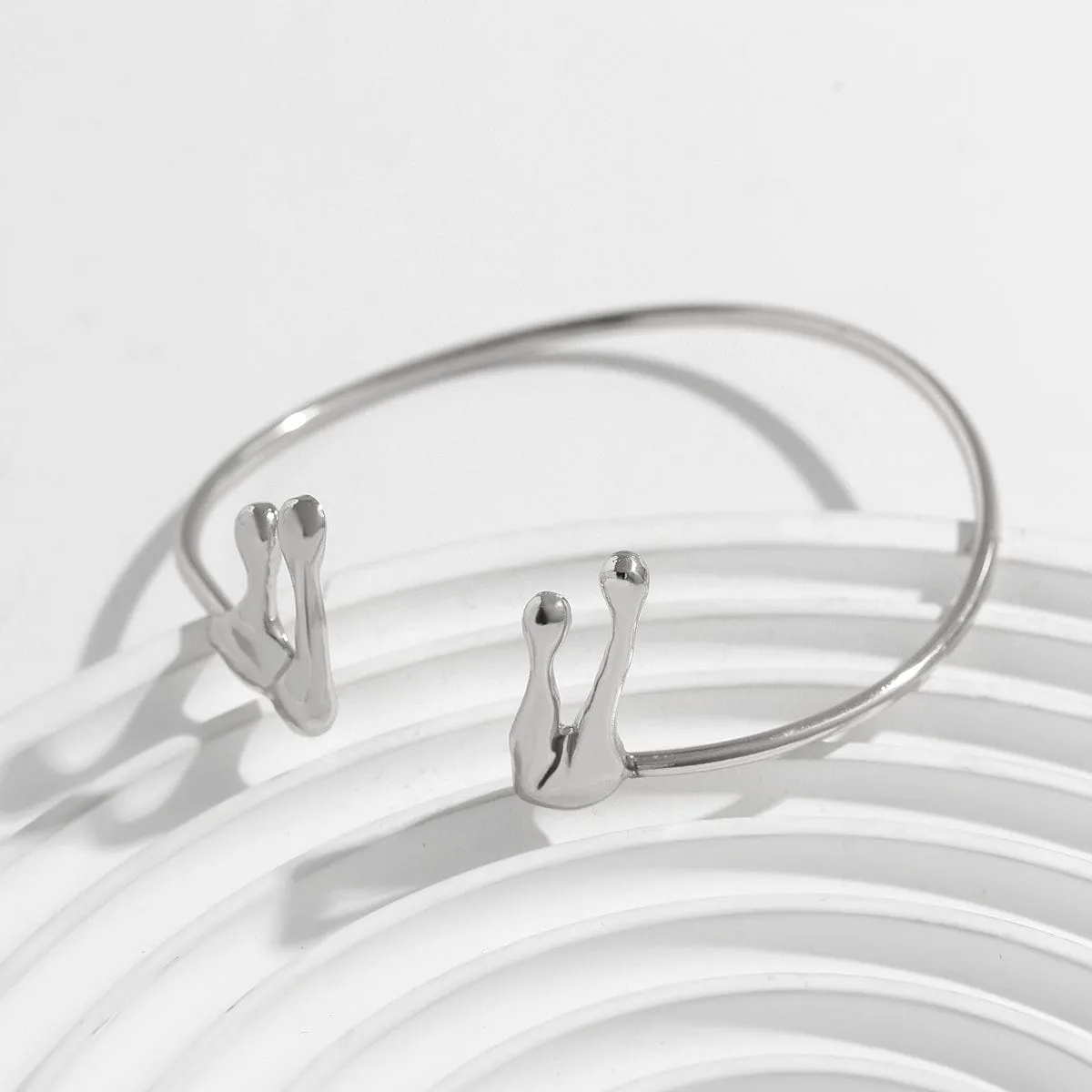 Geometric Minimalist Abstract Liquid Lava Arm Cuff