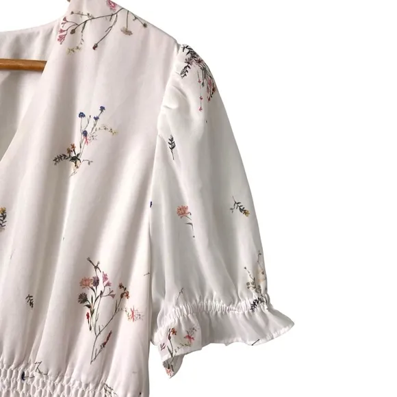 Gianni Bini Midi Floral Ruffle Puffy Sleeve Dress in Size Large