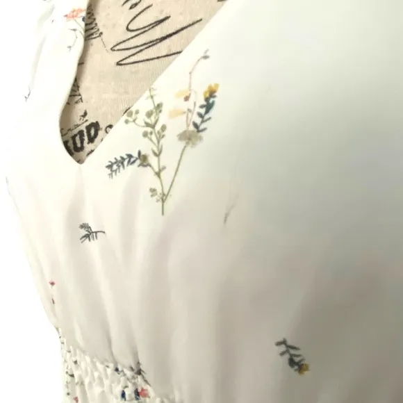 Gianni Bini Midi Floral Ruffle Puffy Sleeve Dress in Size Large