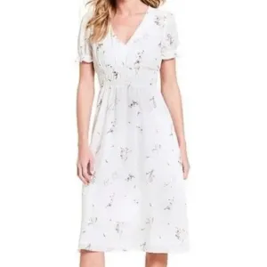 Gianni Bini Midi Floral Ruffle Puffy Sleeve Dress in Size Large