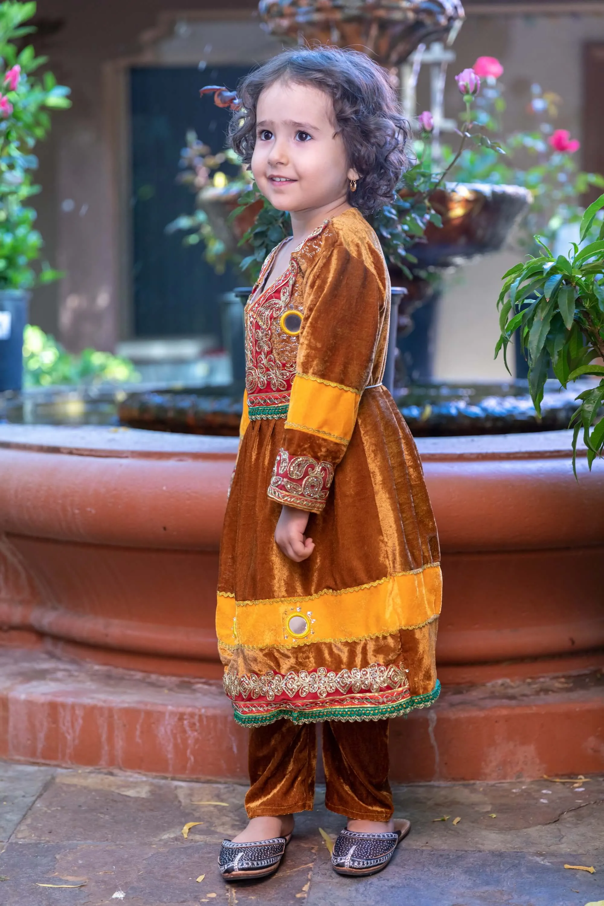 Girls Afghan Velvet Dress-Frock