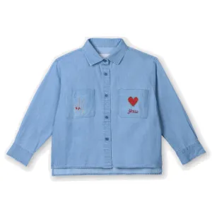 Girls Chambray Shirt with Embroidery Detail