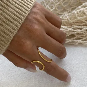 Gold Color Minimalist Lines Opening Ring