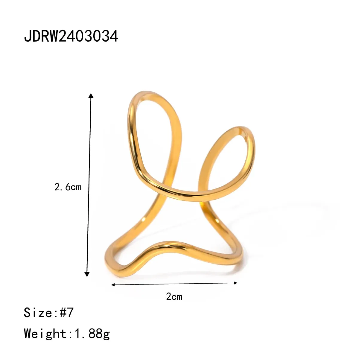 Gold Color Minimalist Lines Opening Ring
