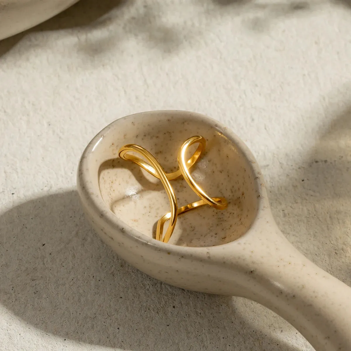 Gold Color Minimalist Lines Opening Ring