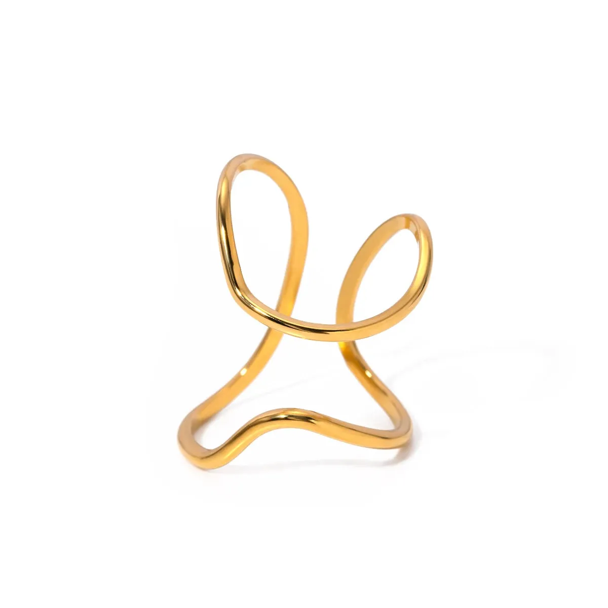 Gold Color Minimalist Lines Opening Ring