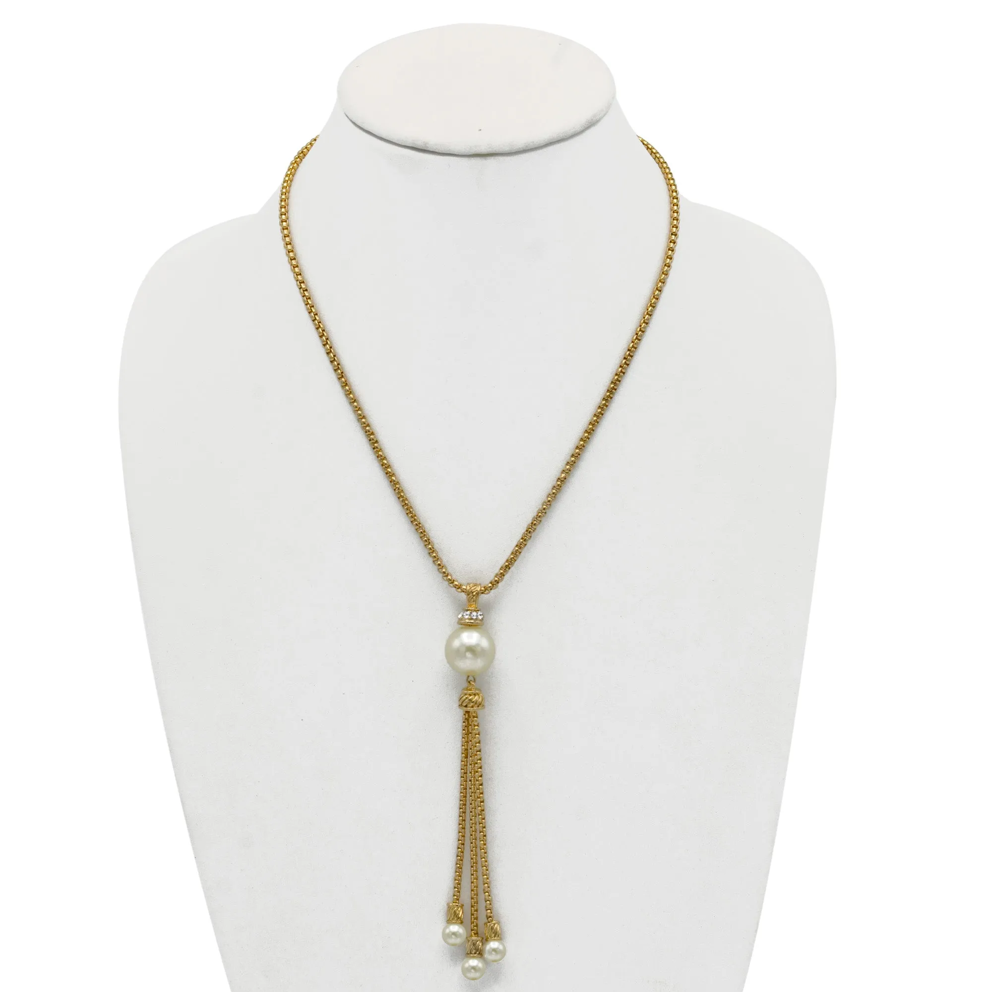 Gold Cream Pearl Tassel Necklace# SWR-CP3661NKGD(DD4)