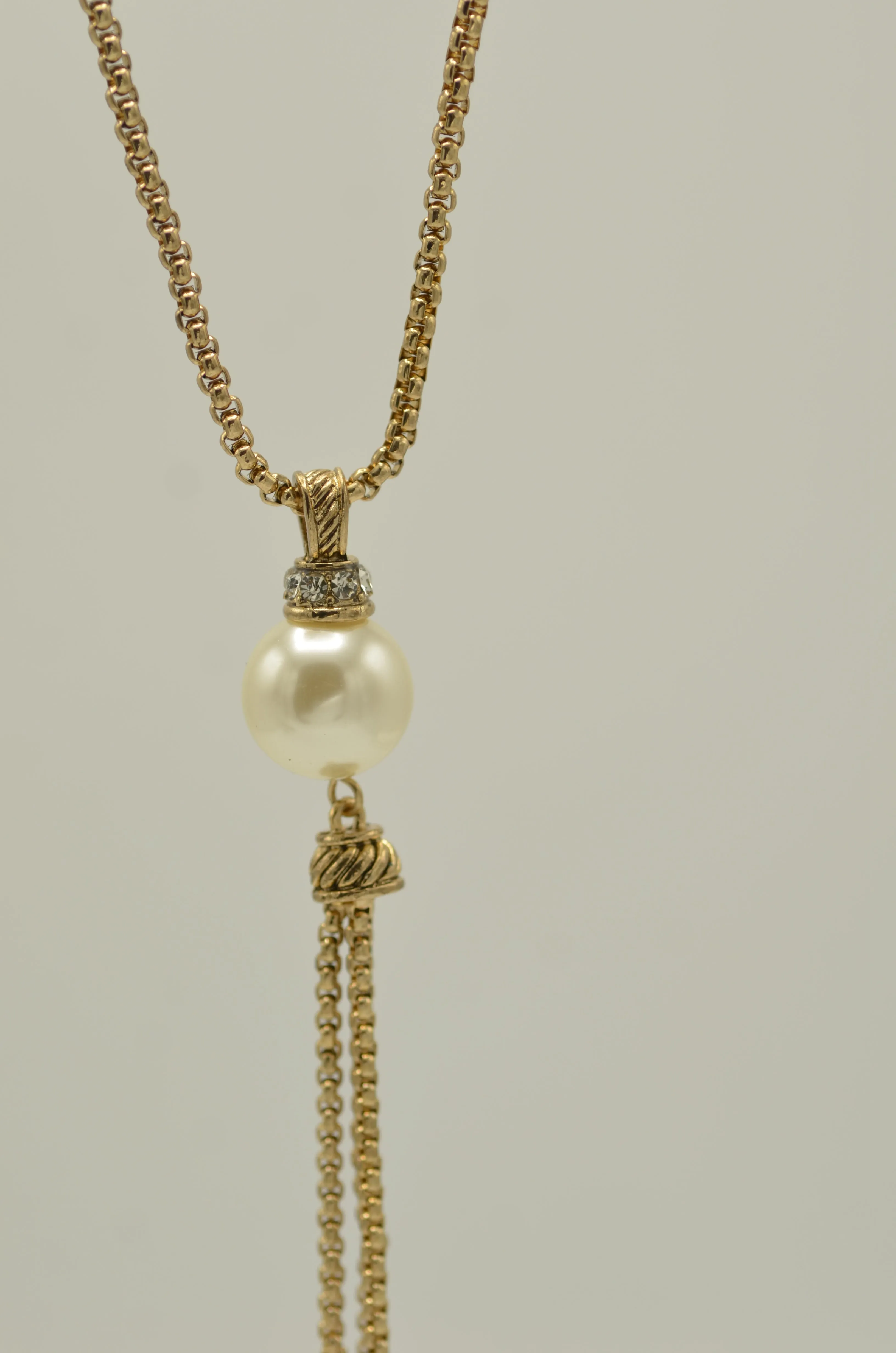 Gold Cream Pearl Tassel Necklace# SWR-CP3661NKGD(DD4)