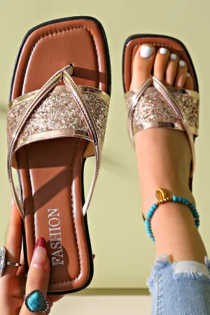 Gold Glitter Clip Toe Sandal
