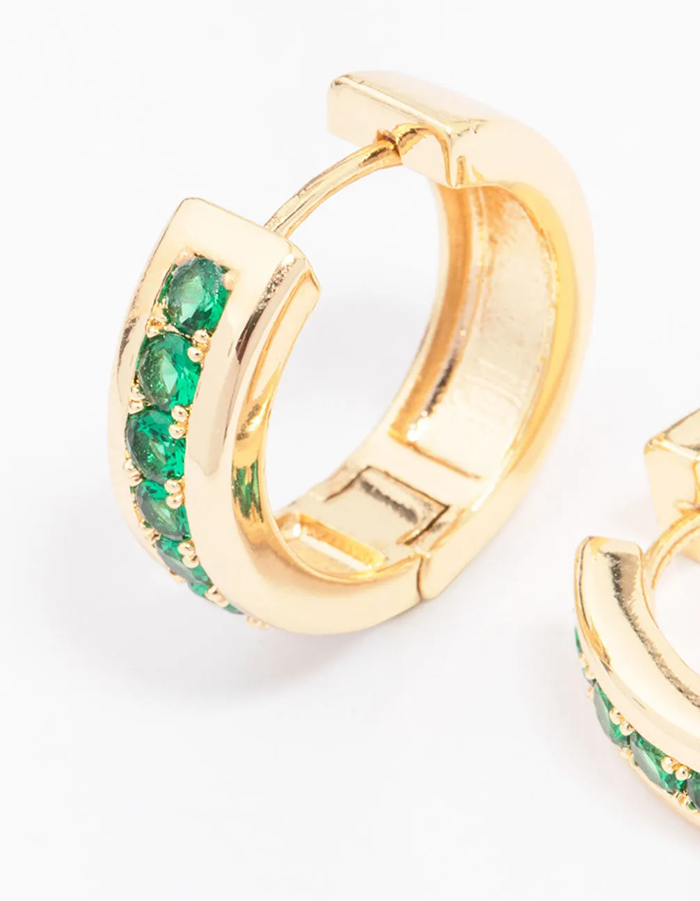 Gold Plated Cubic Zirconia Encased Huggie Earrings