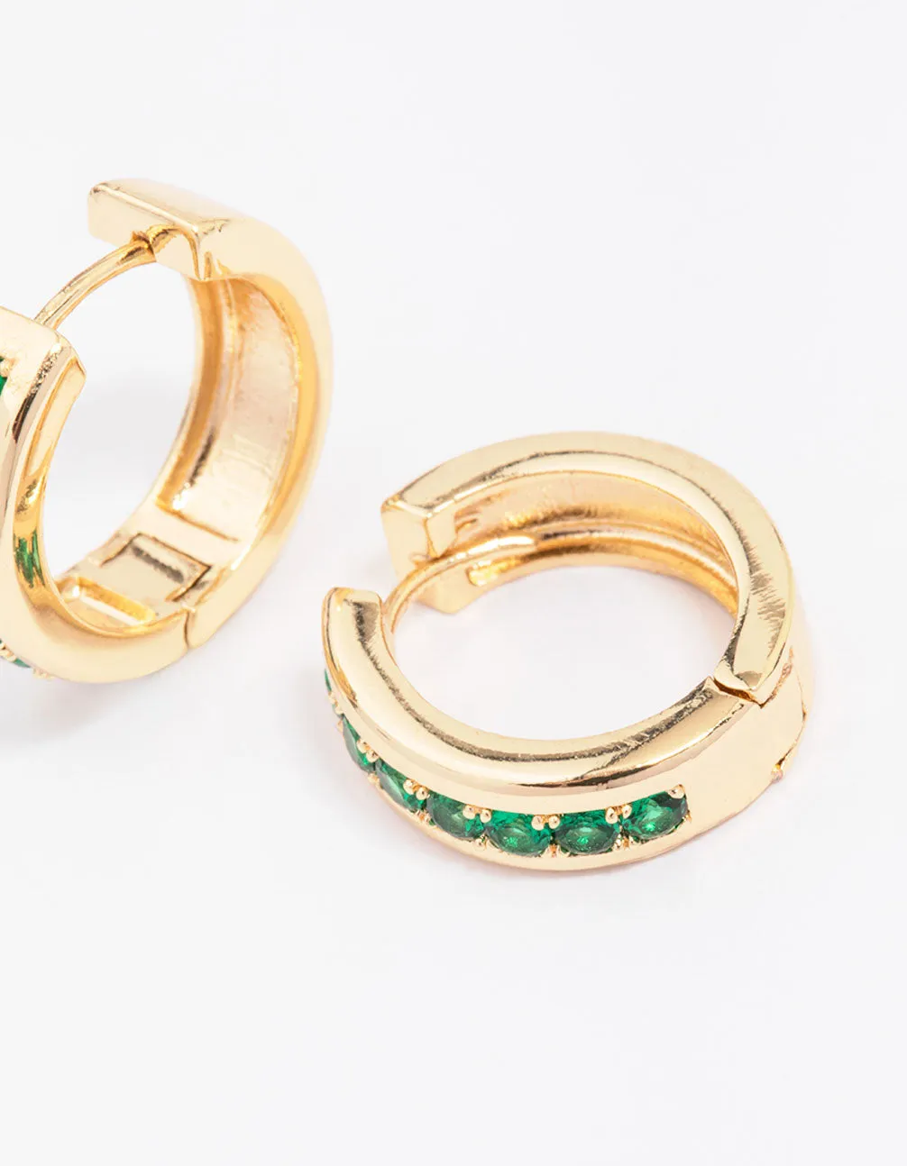 Gold Plated Cubic Zirconia Encased Huggie Earrings