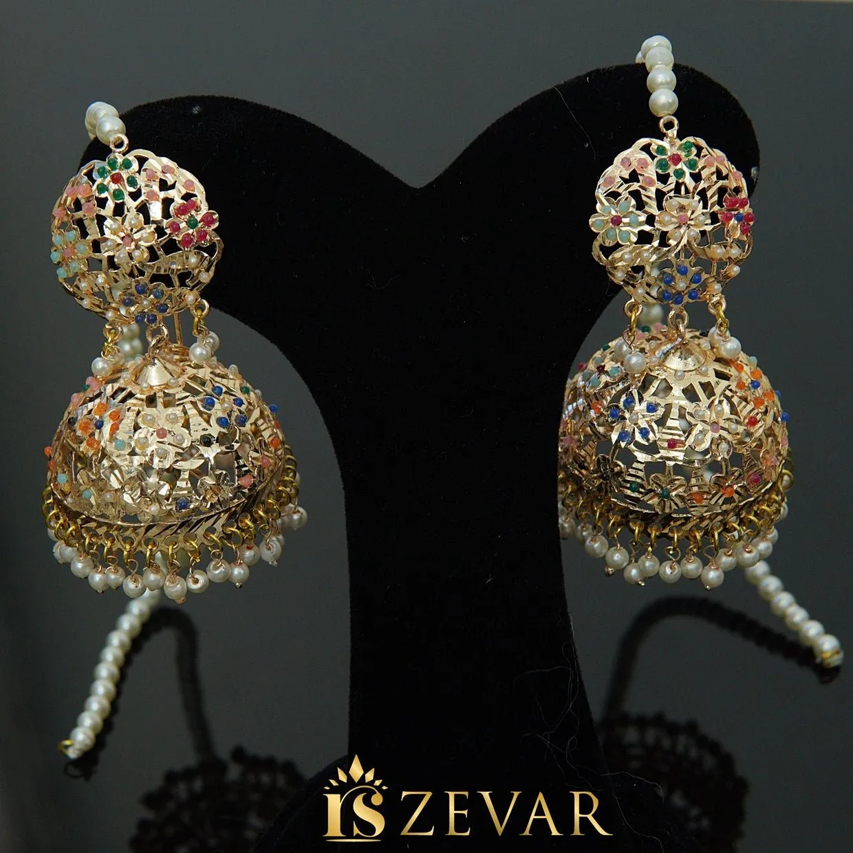 Gold Plated Hyderabadi Jhumki With Sahare