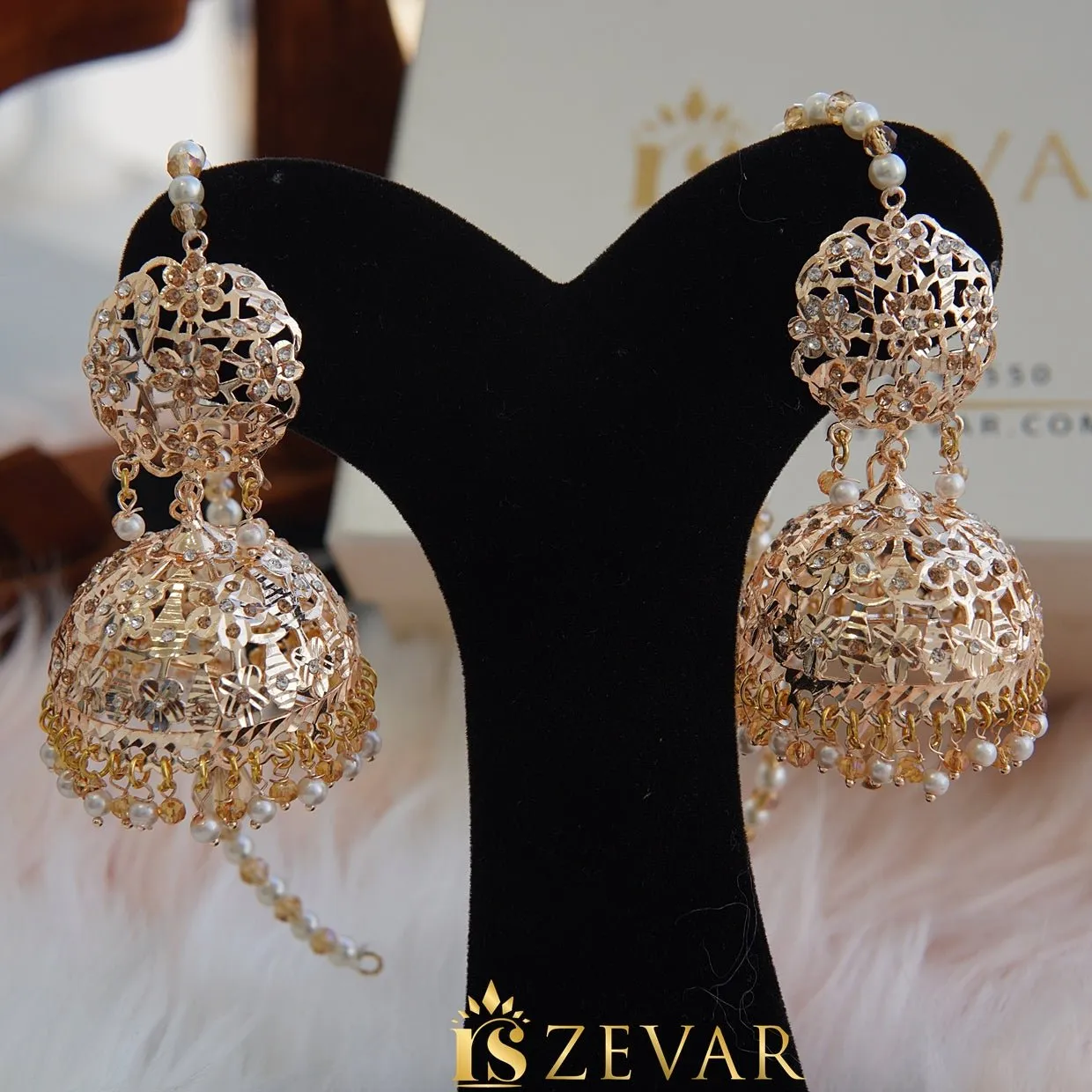 Gold Plated Hyderabadi Jhumki With Sahare