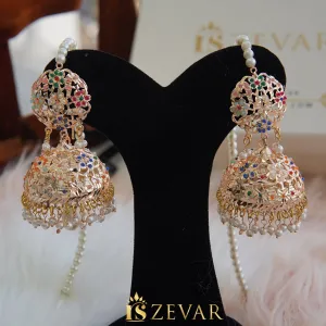 Gold Plated Hyderabadi Jhumki With Sahare