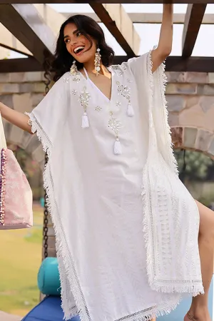 Golden Pearl Lurex Tassel Kaftan