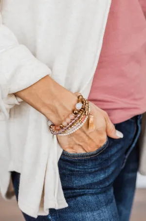 Gorgeous 6-Piece Stackable Bracelet Set- Brown & Blush