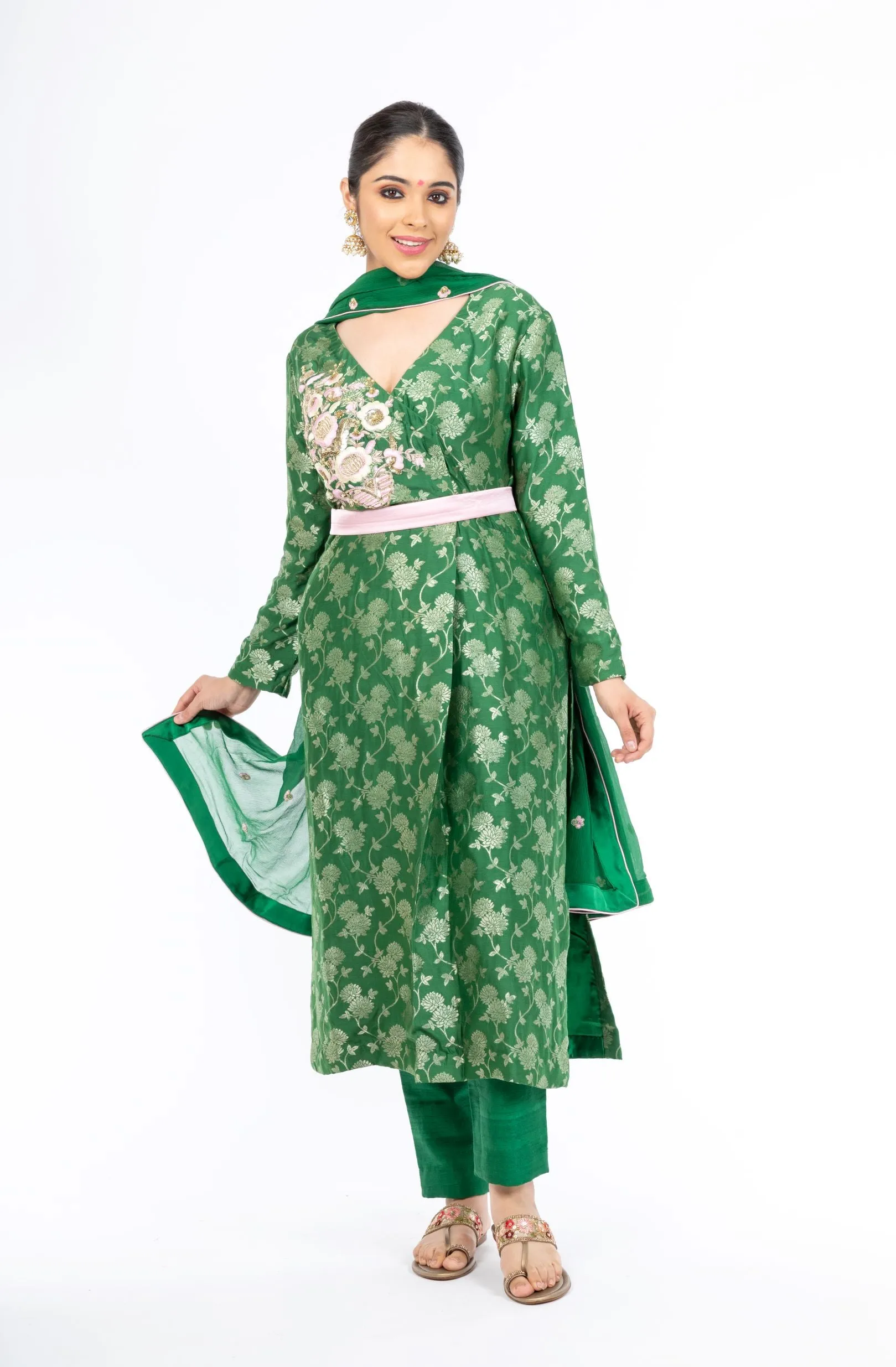 Gorgeous Putting Green Palm Silk Salwar Kameez