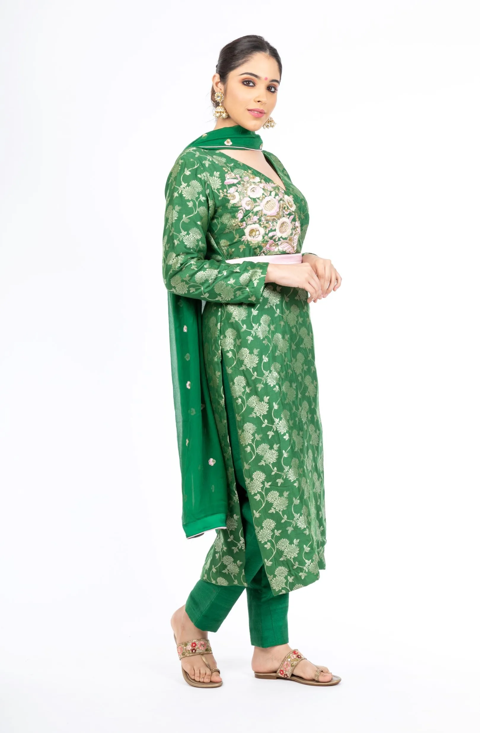 Gorgeous Putting Green Palm Silk Salwar Kameez