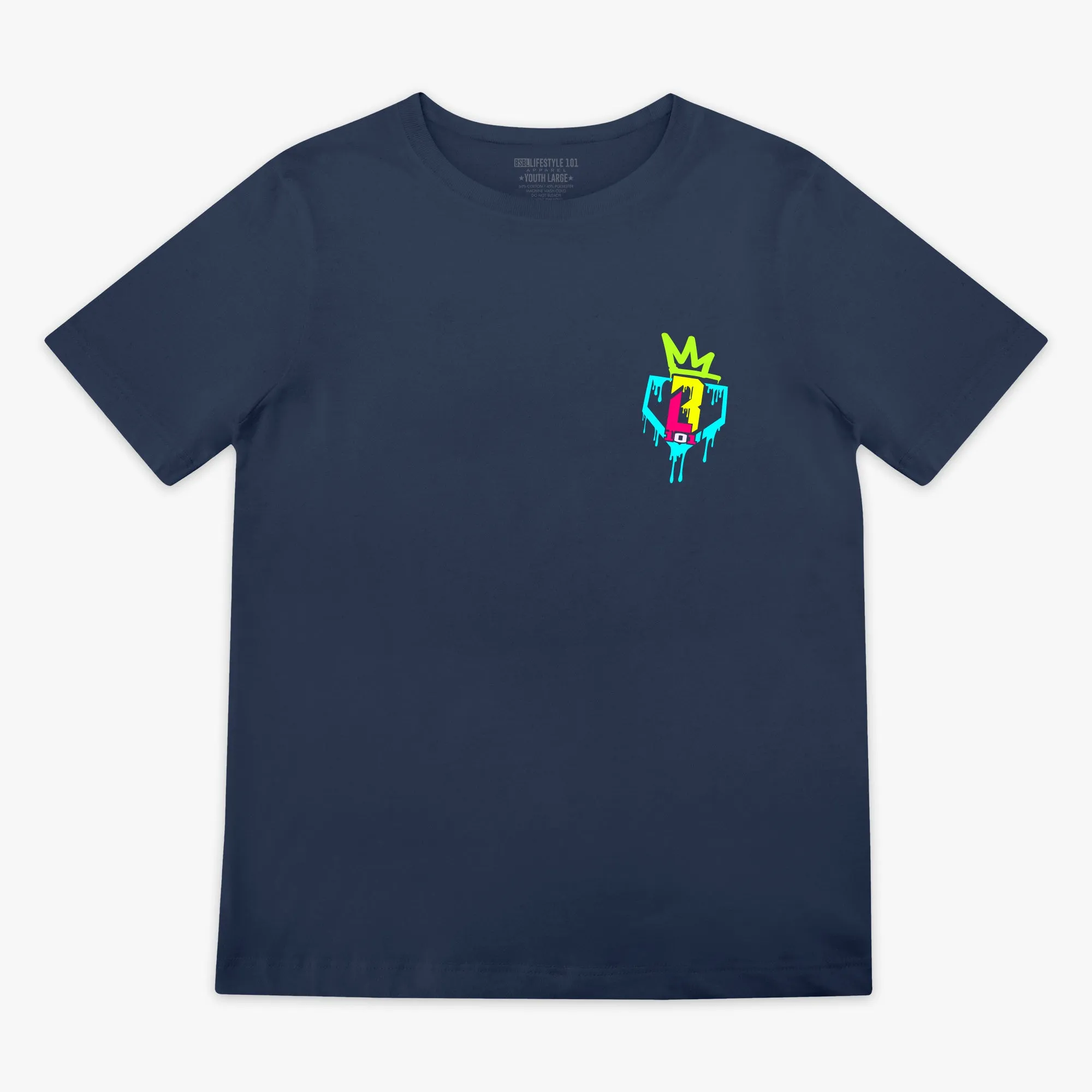 Graffiti Crown Youth Tee- Navy