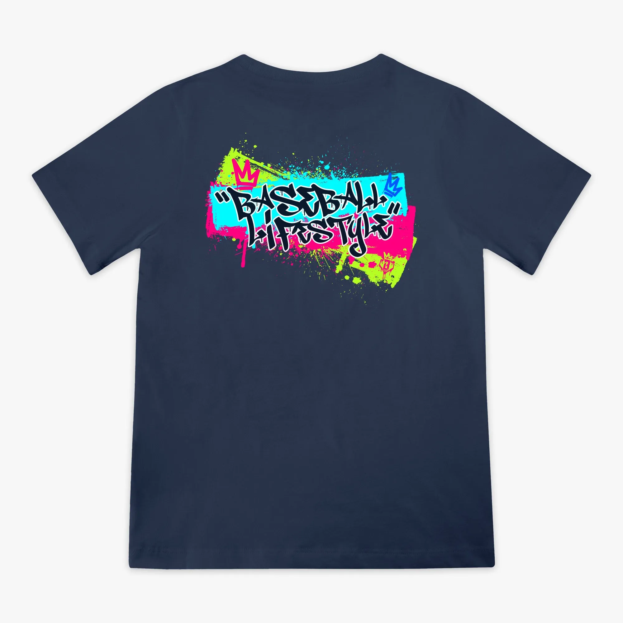 Graffiti Crown Youth Tee- Navy