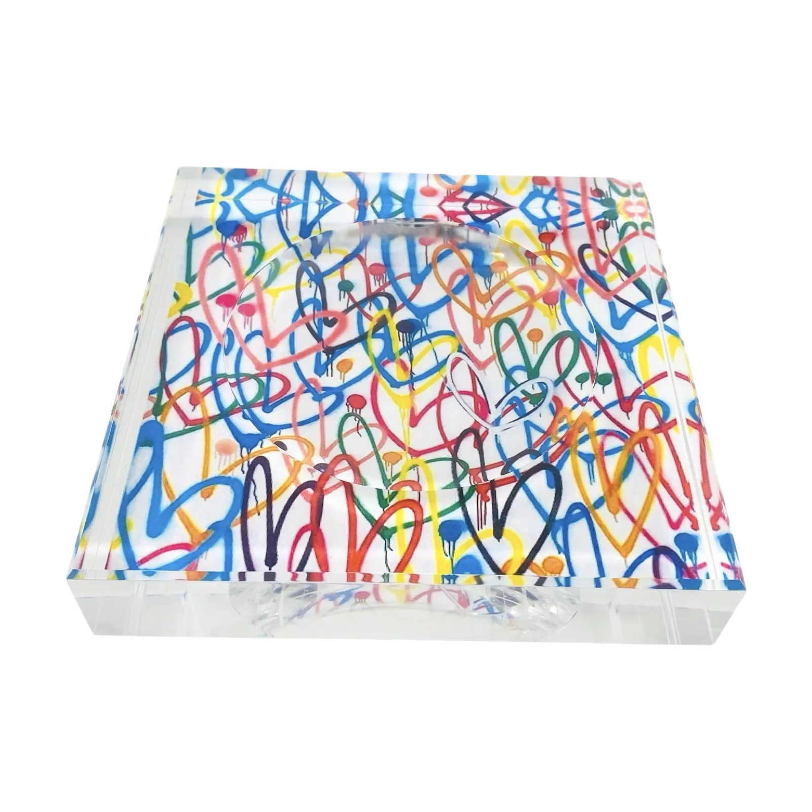 Graffiti Hearts Lucite Candy Dish
