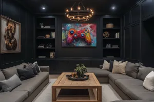 Graffiti Painting Of Game Controller Framed Canvas Wall Art