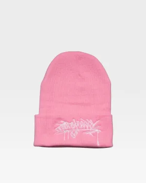 Graffiti Print Beanie in Pink