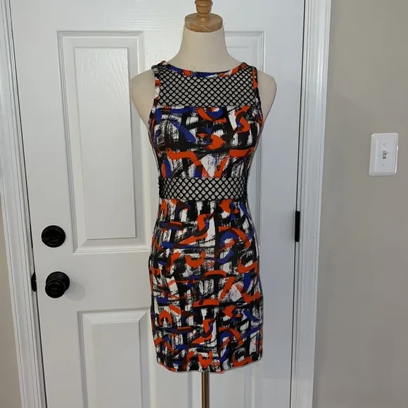 Graffiti print bodycon dress