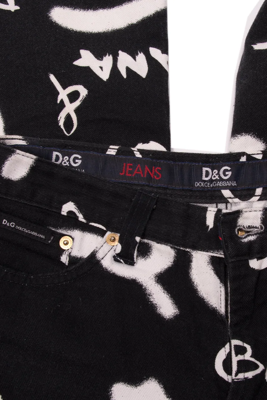 Graffiti Print Jeans