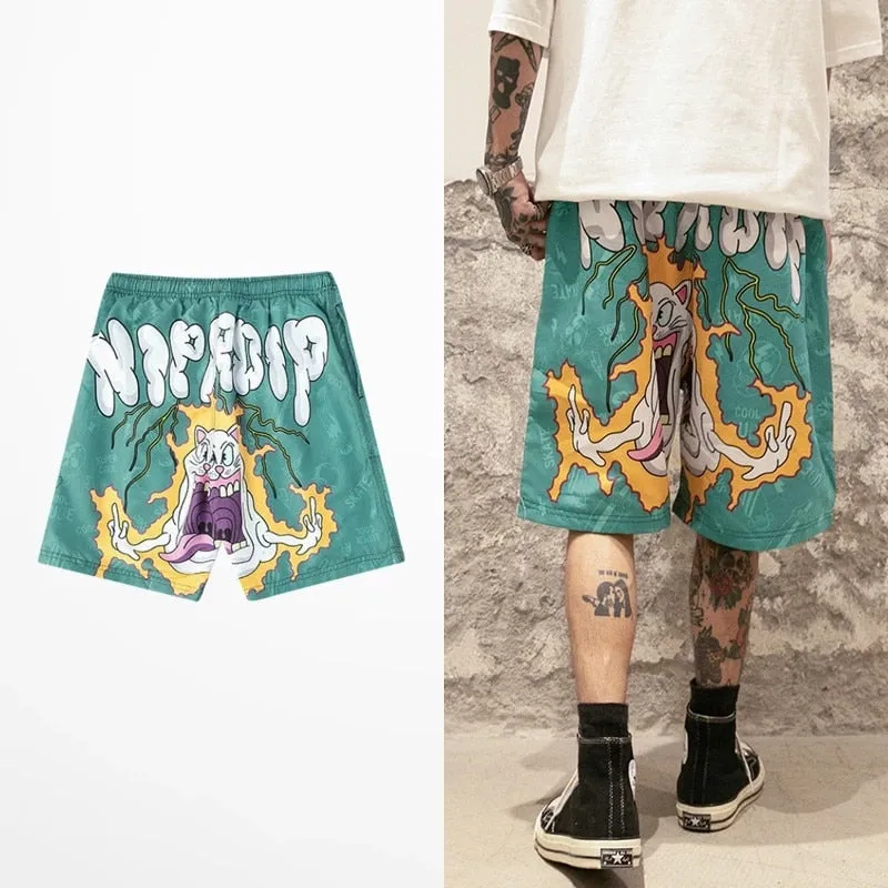 Graffiti Print Shorts Men