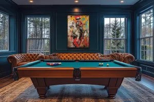 Graffiti Skeleton Cowboy on Horse Framed Canvas Wall Art For Man Cave Decor