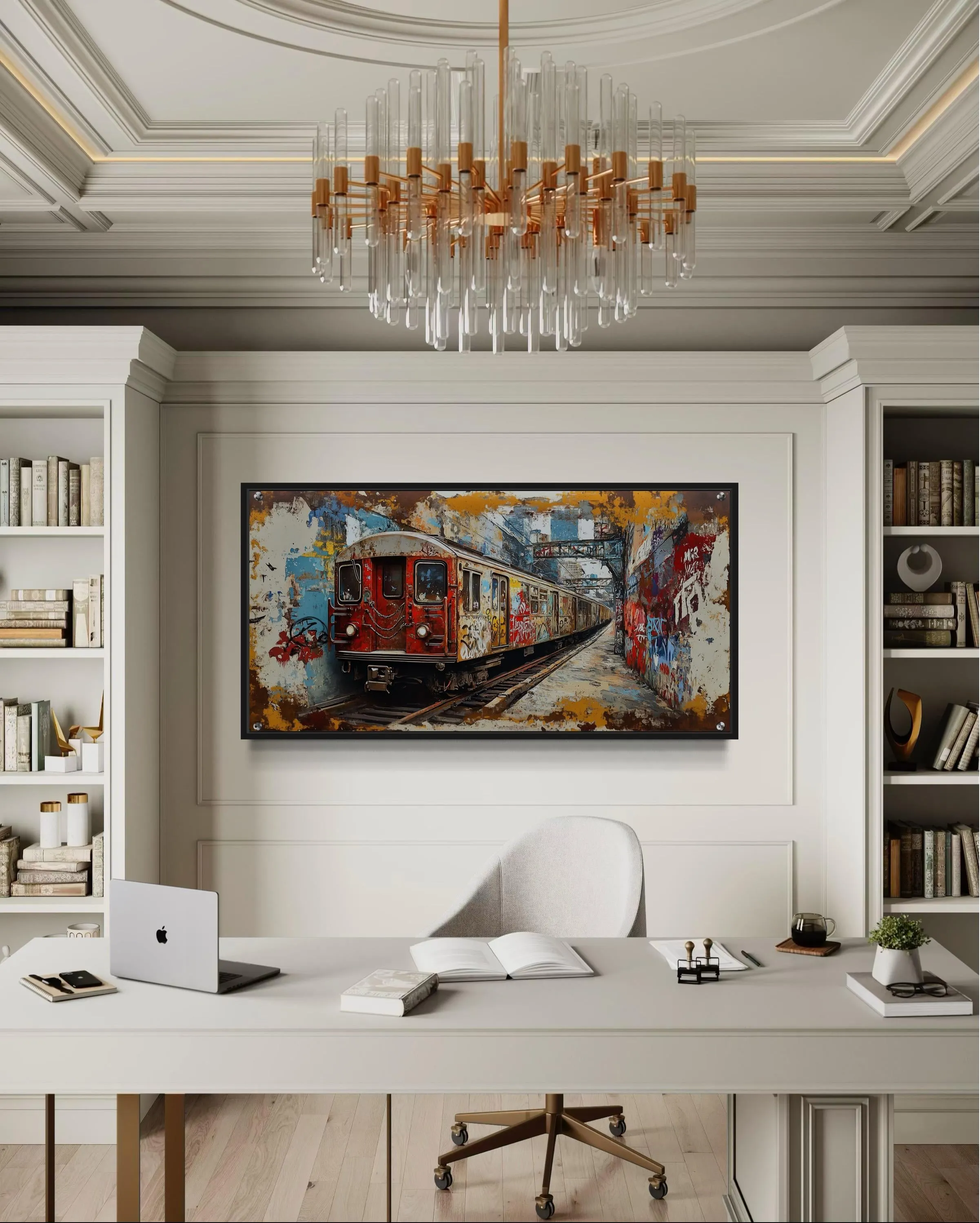 Graffiti Subway Train In  New York City Urban Canvas Wall Art
