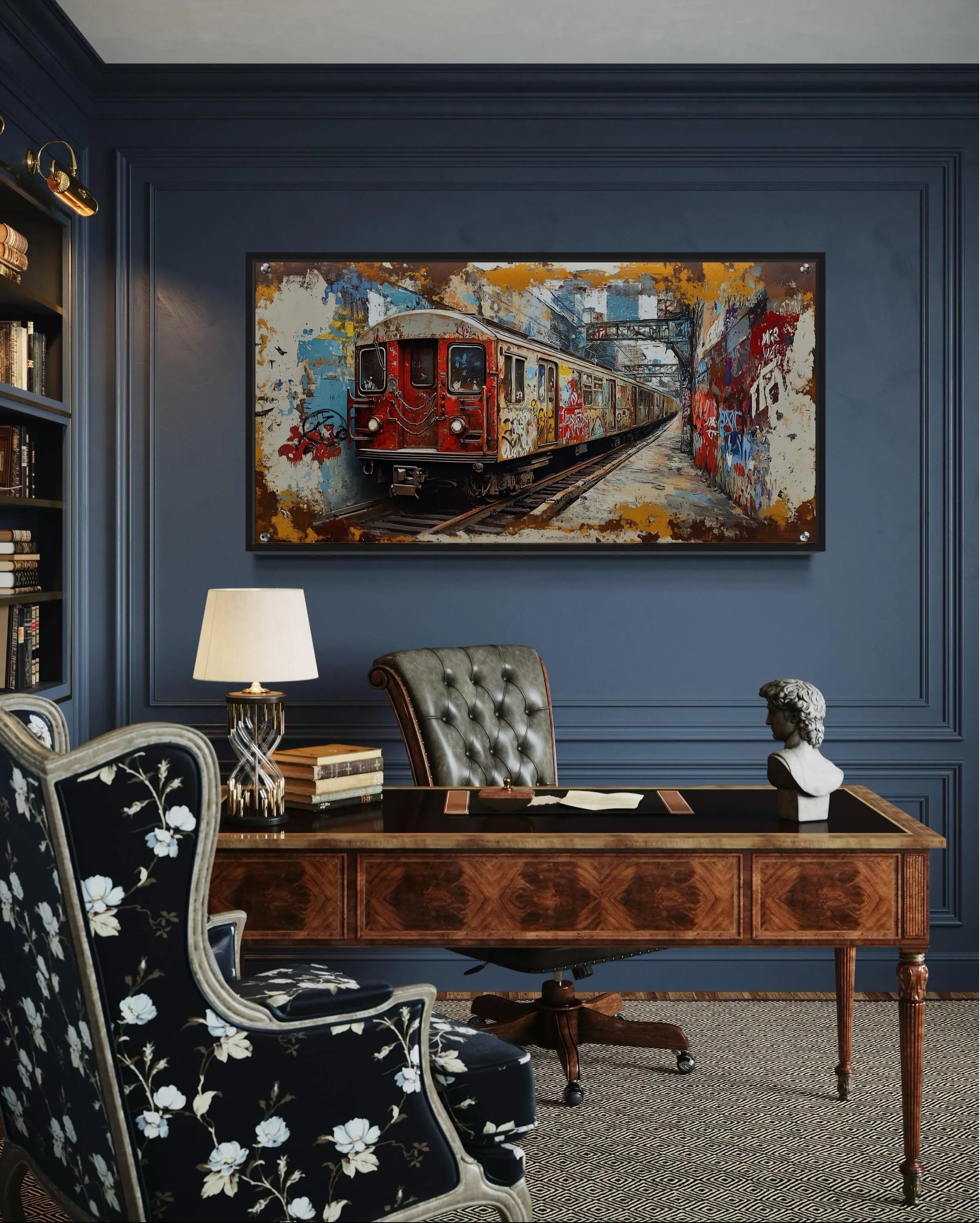Graffiti Subway Train In  New York City Urban Canvas Wall Art
