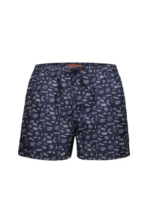 Graffiti Swim Short In Blue
