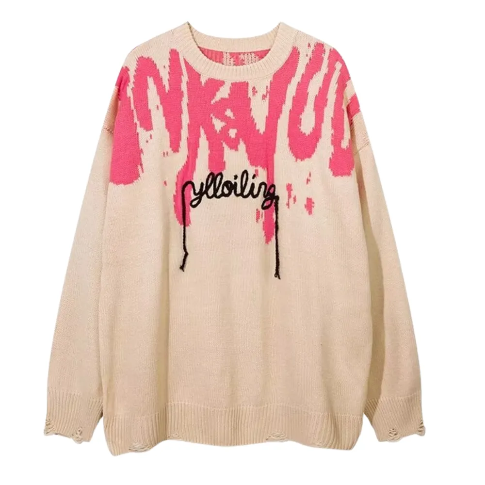 Graffiti Tassel Lettering Sweater