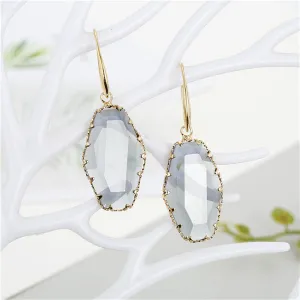 Gray Crystal & 18K Gold-Plated Drop Earrings