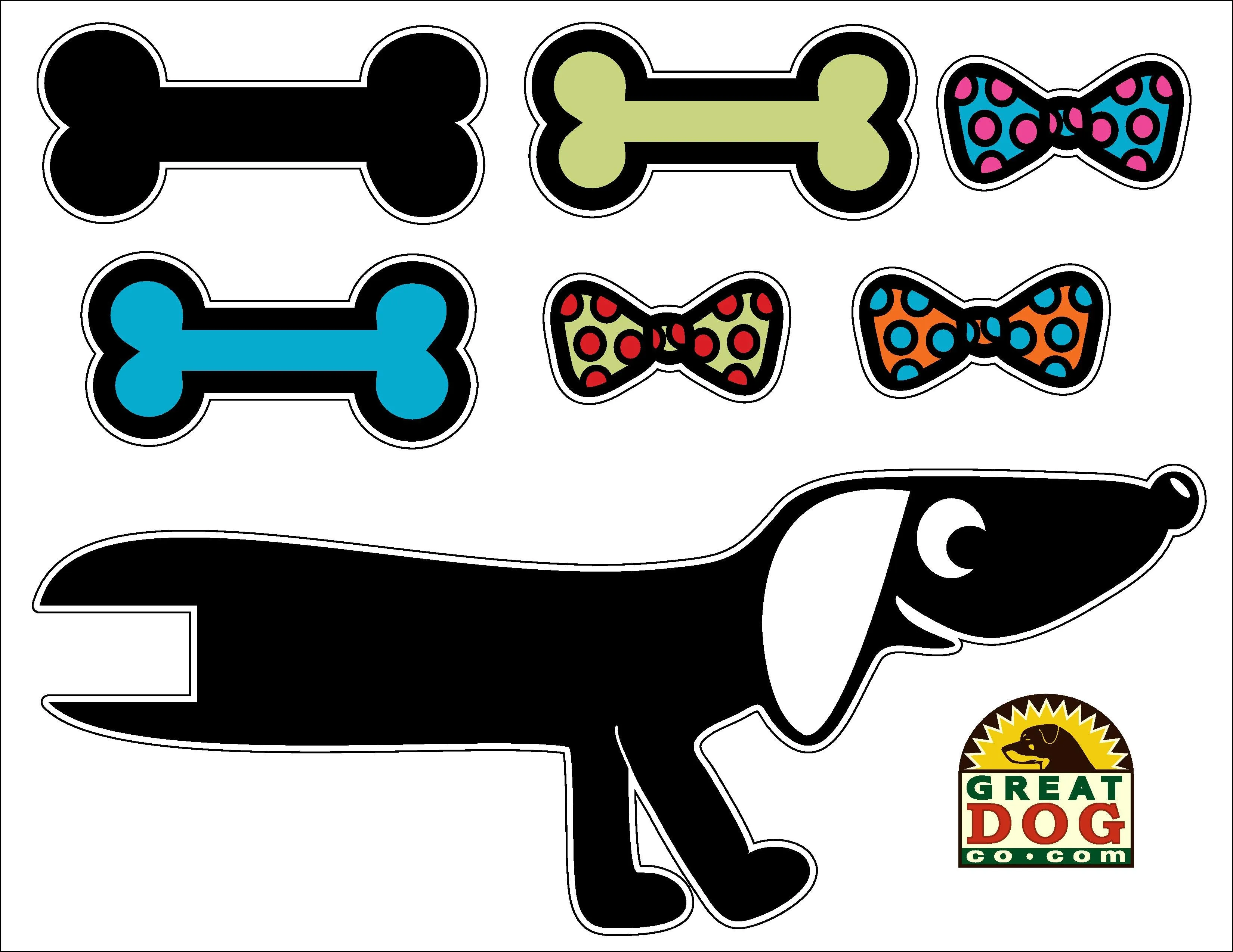 GREAT DOG Vinyl Wall Decal and Dog Tail Hook Set - Noodle