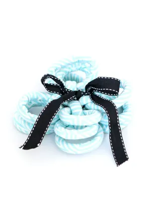 greek key aqua blue printed cloth napkin rings