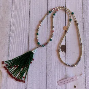 Green and Silver Tassel Necklace | Erika Williner Designs