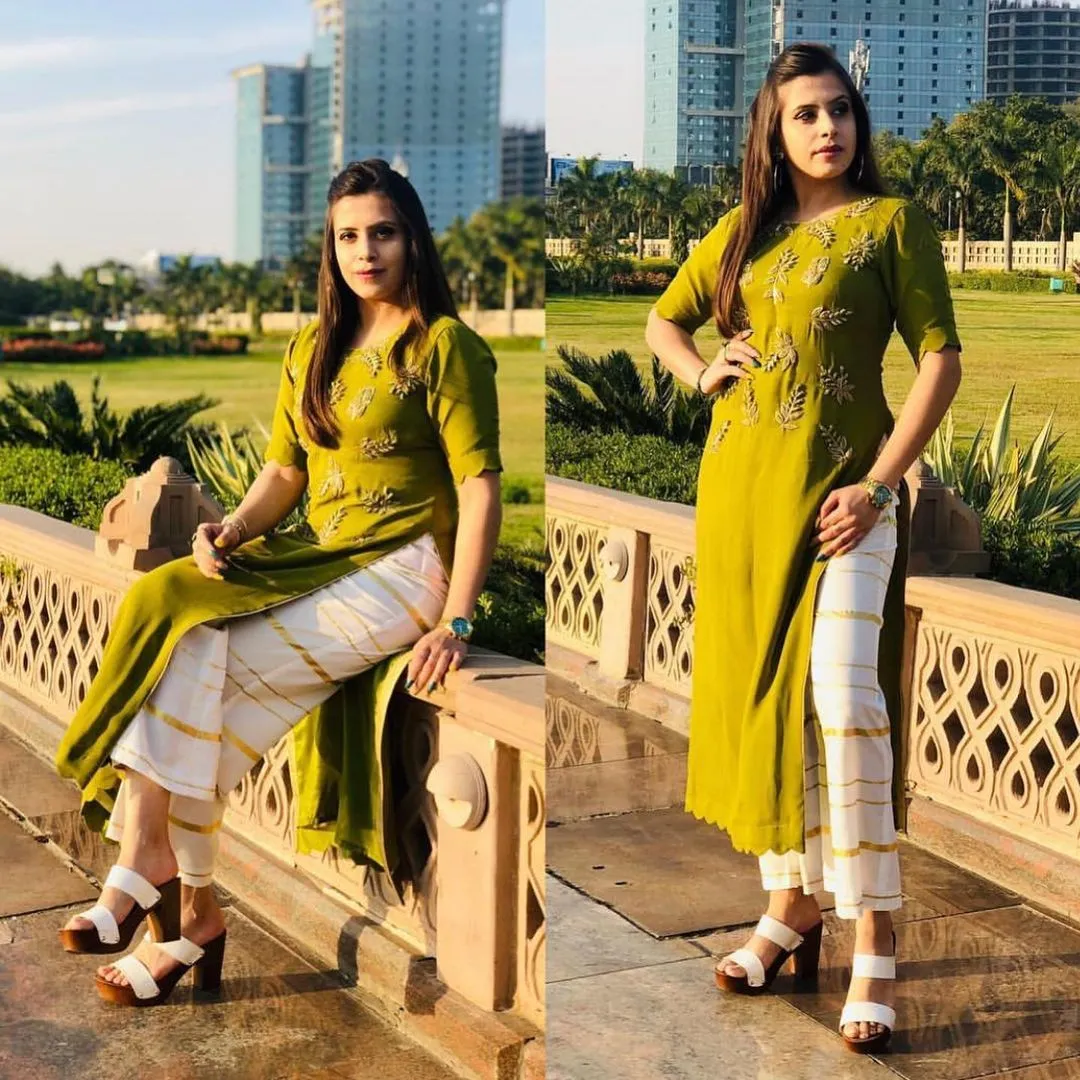 Green Embroidered Kurti