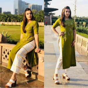 Green Embroidered Kurti