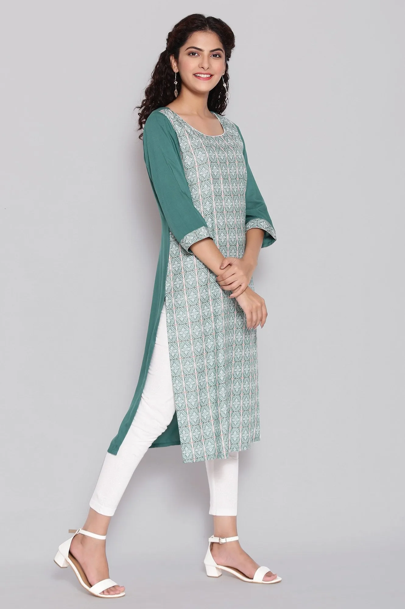 Green Ethnic Kurta