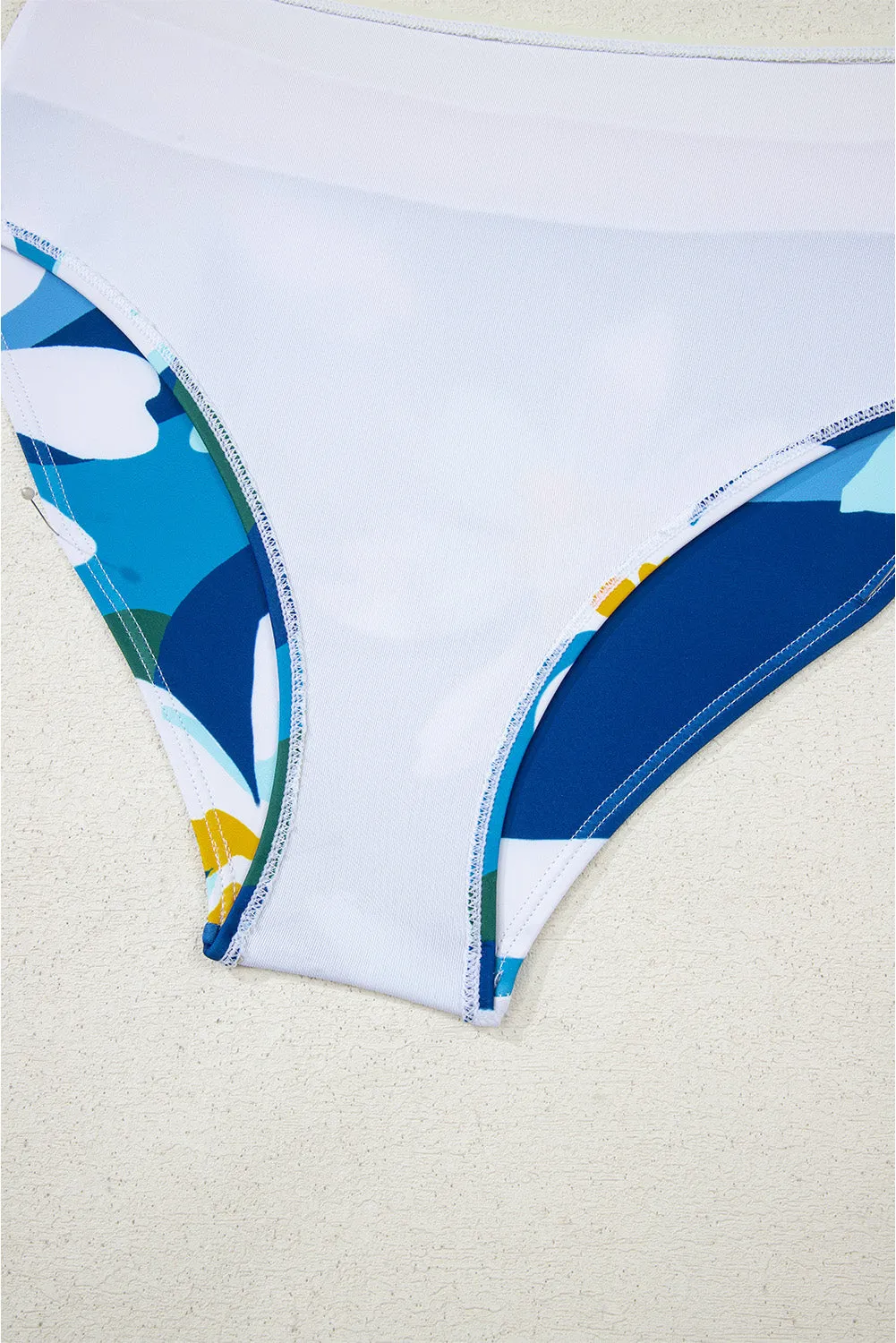 Green Floral Print Racerback Cutout High Waist 2pcs Bikini