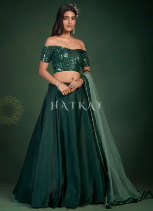 Green Sequence Embroidery Traditional Lehenga Choli