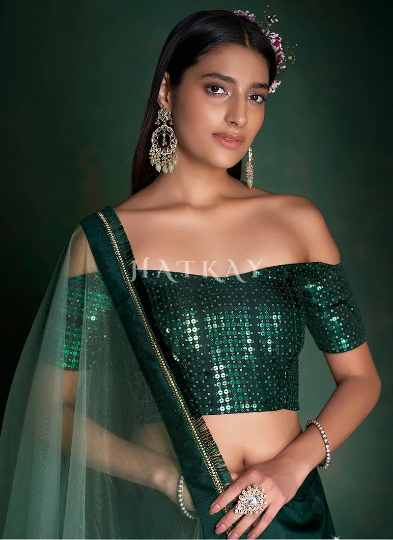 Green Sequence Embroidery Traditional Lehenga Choli