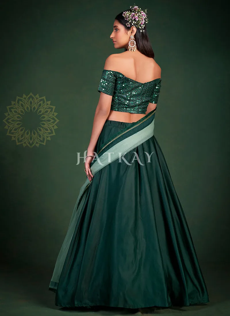 Green Sequence Embroidery Traditional Lehenga Choli